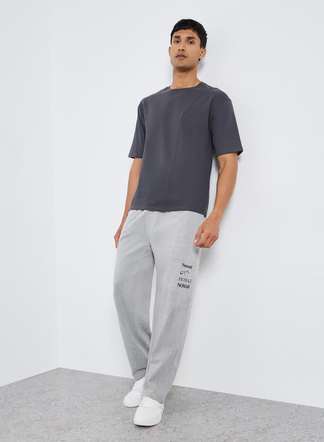 Styli Men Grey Slogan Print Relaxed Joggers - Image 1